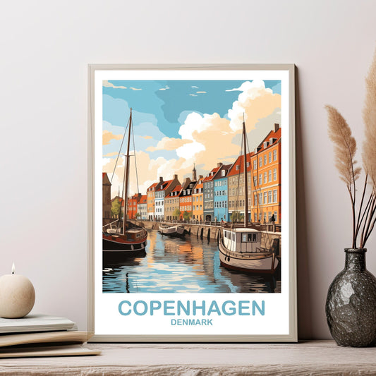 Copenhagen Denmark Travel Poster Art, Copenhagen Travel Art, Denmark Poster, Copenhagen Denmark Travel Art, Travel Wall Art | T2EU_DECO1