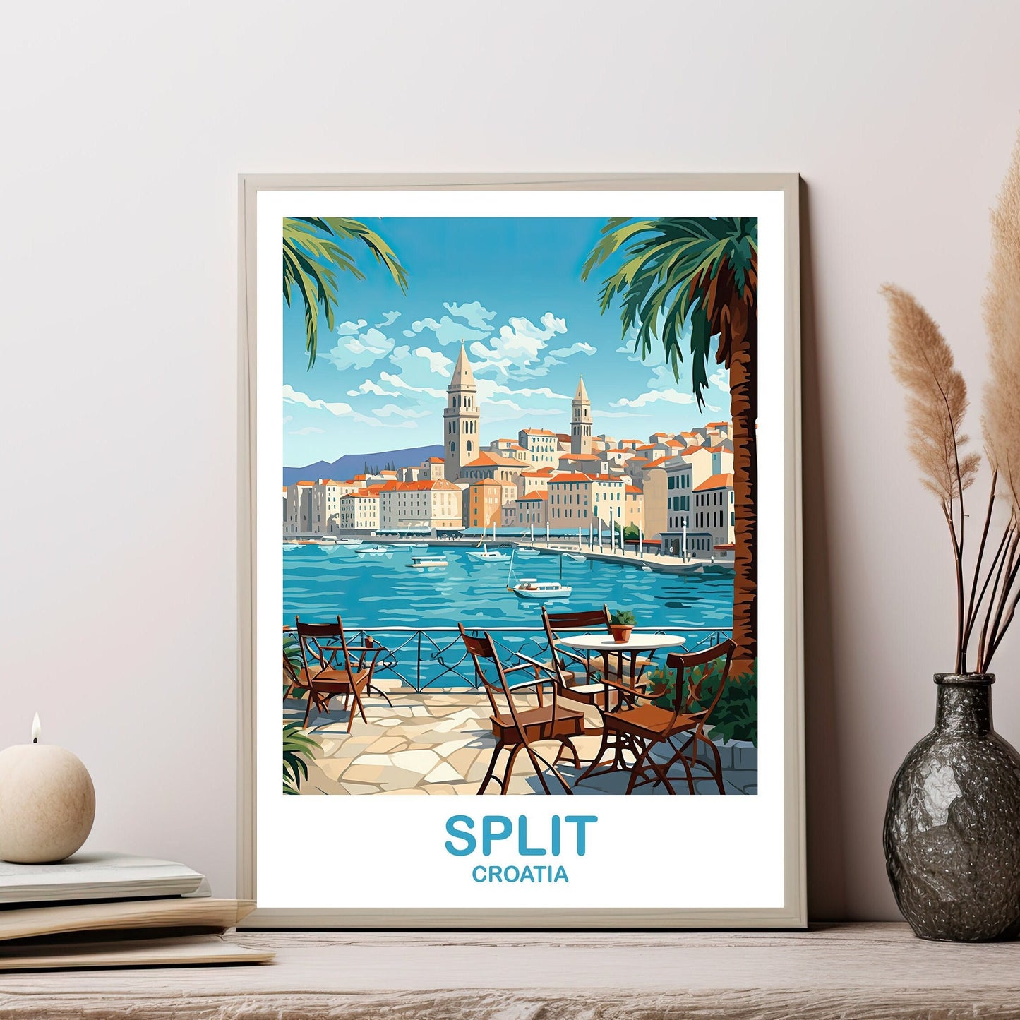 Split Croatia Travel Art Poster, Split Travel Art, Croatia Poster, Split Travel Wall Art, Croatia Travel Wall Art, Travel Art | T2EU_CRSP1