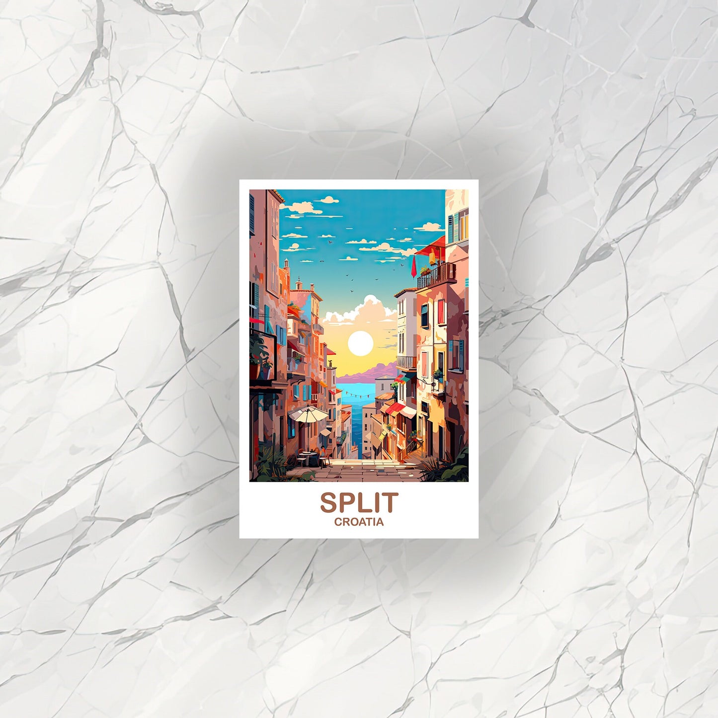 Split Croatia Travel Sticker, Split Travel Art, Croatia Sticker, Split Travel Sticker Art, Croatia Travel Art, Travel Sticker | T2EU_CRSP2_S