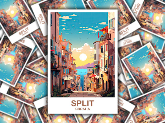 Split Croatia Travel Sticker, Split Travel Art, Croatia Sticker, Split Travel Sticker Art, Croatia Travel Art, Travel Sticker | T2EU_CRSP2_S