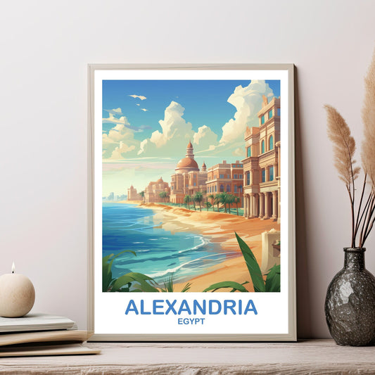 Alexandria Travel Wall Art, Egypt Skyline, Egypt Wall Art Poster, Alexandria Travel Poster, Africa Travel Art, Travel Art | T2AF_EGAL1