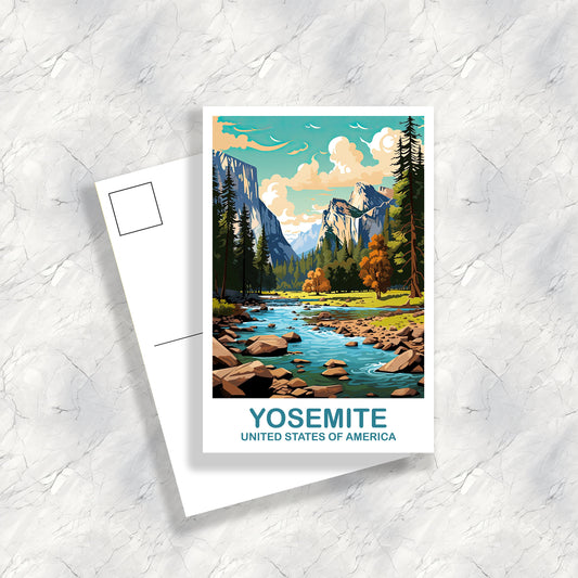 Yosemite Park Travel Postcard, California Travel Art, National Park Postcard, Yosemite National Park, Travel Postcard | T2NA_CAYNP1_P