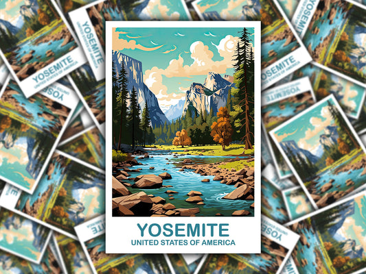 Yosemite Park Travel Sticker, California Travel Art, National Park Sticker, Yosemite National Park Sticker, Travel Sticker | T2NA_CAYNP1_S
