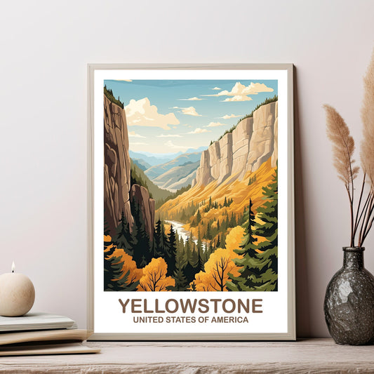 Yellowstone Park Travel Print, Travel Wall Art, National Park Poster, Yellowstone National Park Travel Art, Travel Print | T2NA_WYYNP1