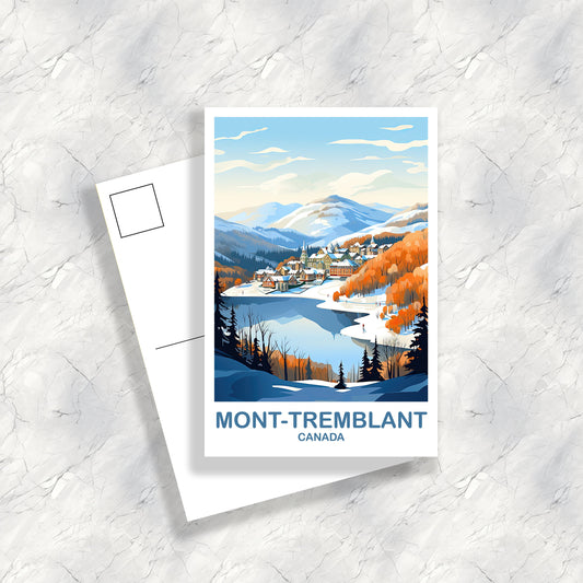 Mont-Tremblant Travel Postcard, Quebec Travel Art Postcard, Mont-Tremblant Art Postcard, Canada Travel Postcard | T2NA_QUMT1_P