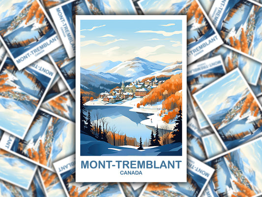 Mont-Tremblant Travel Sticker Art, Quebec Travel Sticker Art , Mont-Tremblant Sticker, Canada Travel Sticker, Travel Sticker | T2NA_QUMT1_S