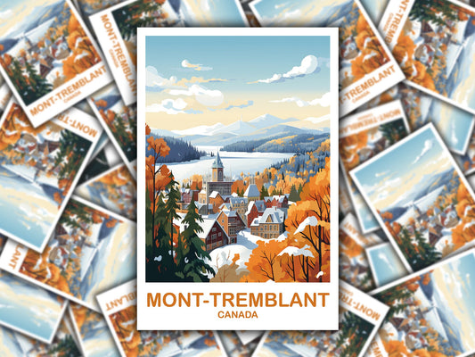 Mont-Tremblant Travel Sticker Art, Quebec Travel Sticker Art , Mont-Tremblant Sticker, Canada Travel Sticker, Travel Sticker | T2NA_QUMT2_S