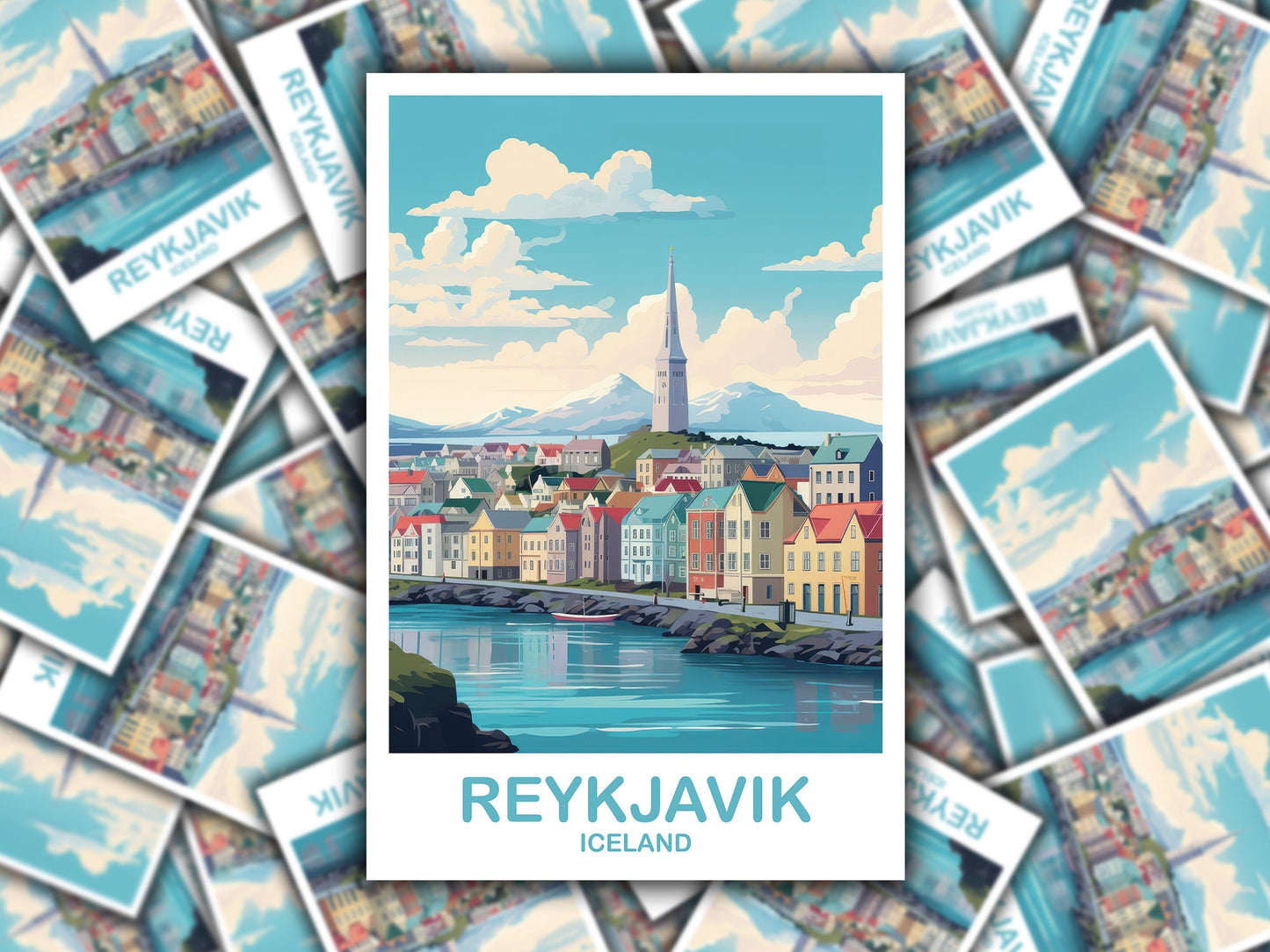 Reykjavik Iceland Travel Sticker, Reykjavik Sticker, Iceland Sticker, Reykjavik Travel Art, Travel Sticker, Travel Art | T2EU_ICRE1_S