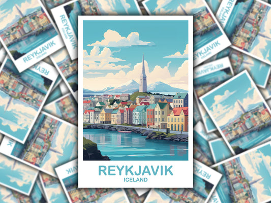 Reykjavik Iceland Travel Sticker, Reykjavik Sticker, Iceland Sticker, Reykjavik Travel Art, Travel Sticker, Travel Art | T2EU_ICRE1_S