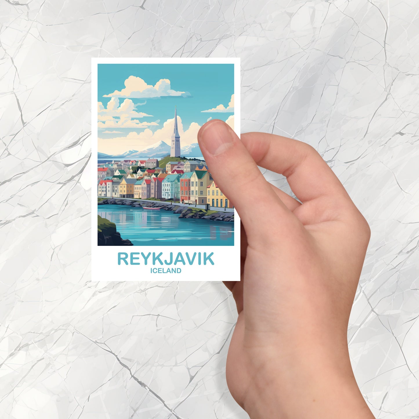 Reykjavik Iceland Travel Sticker, Reykjavik Sticker, Iceland Sticker, Reykjavik Travel Art, Travel Sticker, Travel Art | T2EU_ICRE1_S