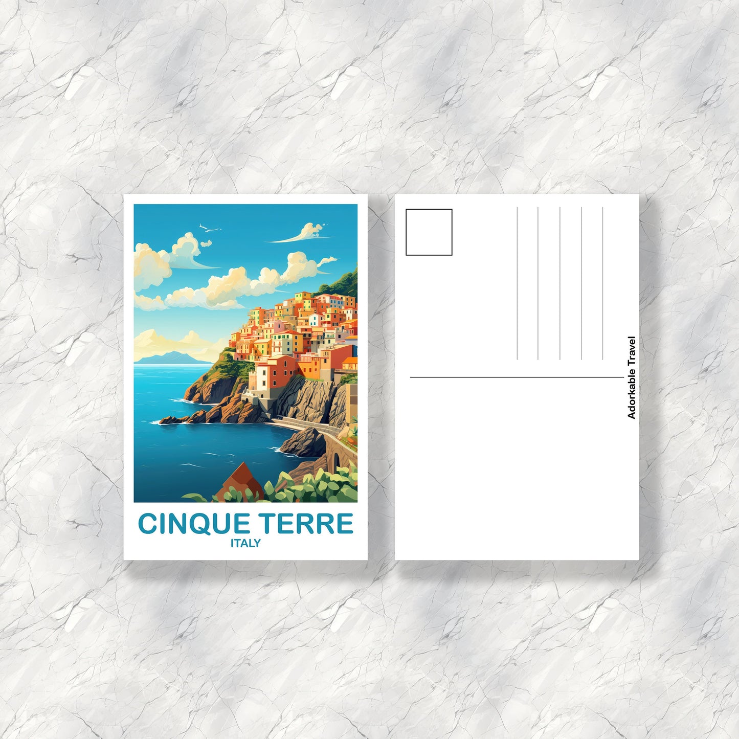 Cinque Terre Travel Postcard, Cinque Terre Travel Art, Italy Postcard, Cinque Terre Travel, Italy Travel Postcard | T2EU_ITCT1_P
