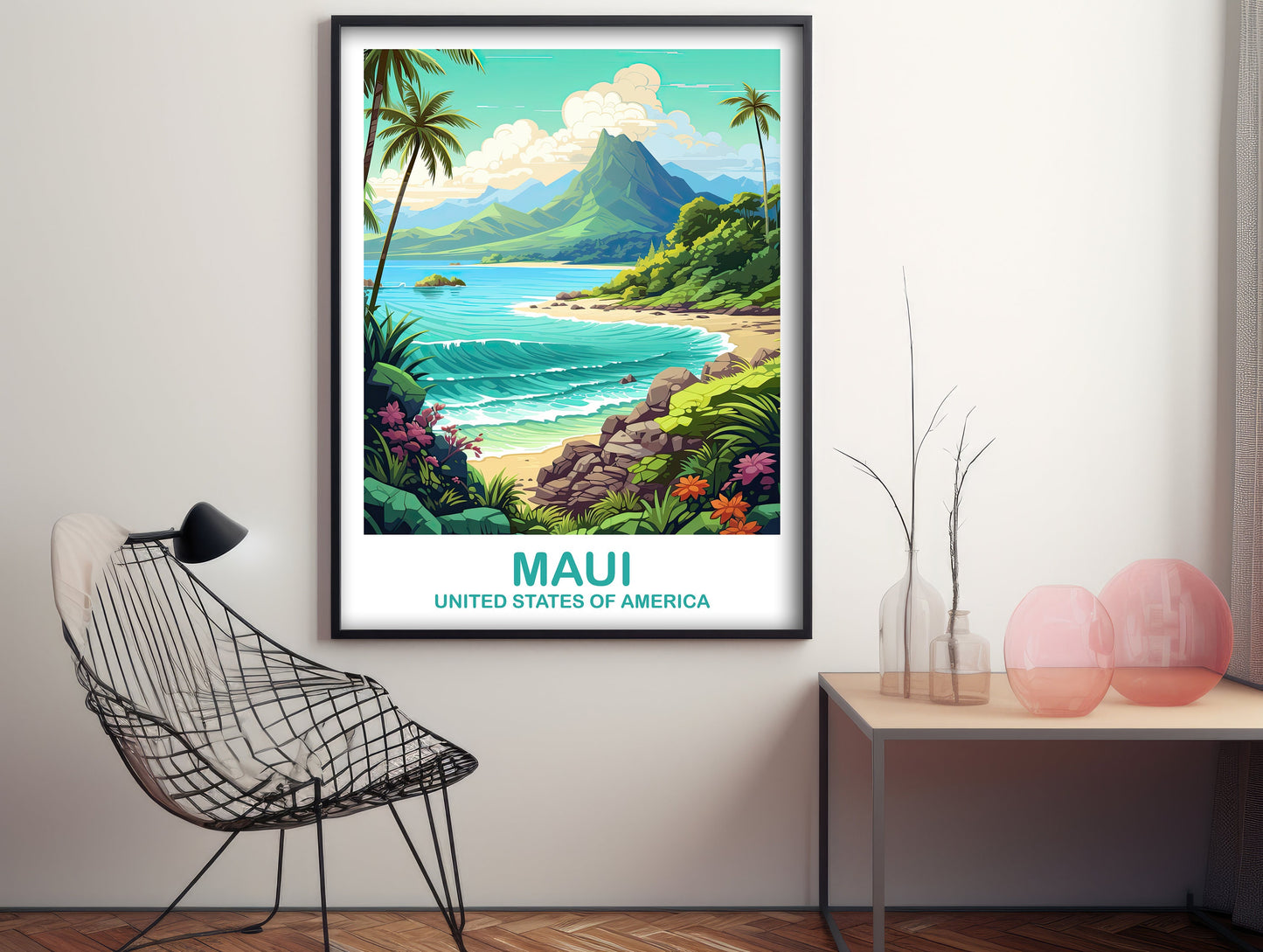 Maui Travel Wall Art, Maui Travel Wall Art, Maui Wall Art Poster, City Skyline Wall Art, USA Travel Wall Art, Hawaii Travel Art | T2NA_HAMA1