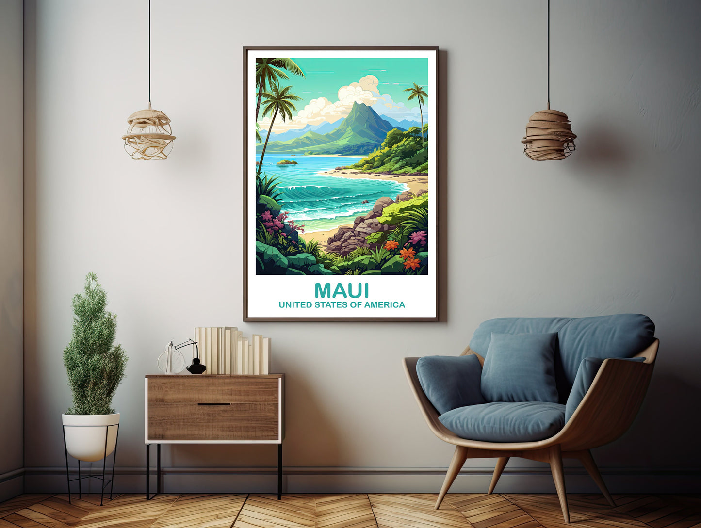 Maui Travel Wall Art, Maui Travel Wall Art, Digital Maui Travel Art, USA Travel Wall Art, Printable Hawaii Travel Art | DT2NA_HAMA1