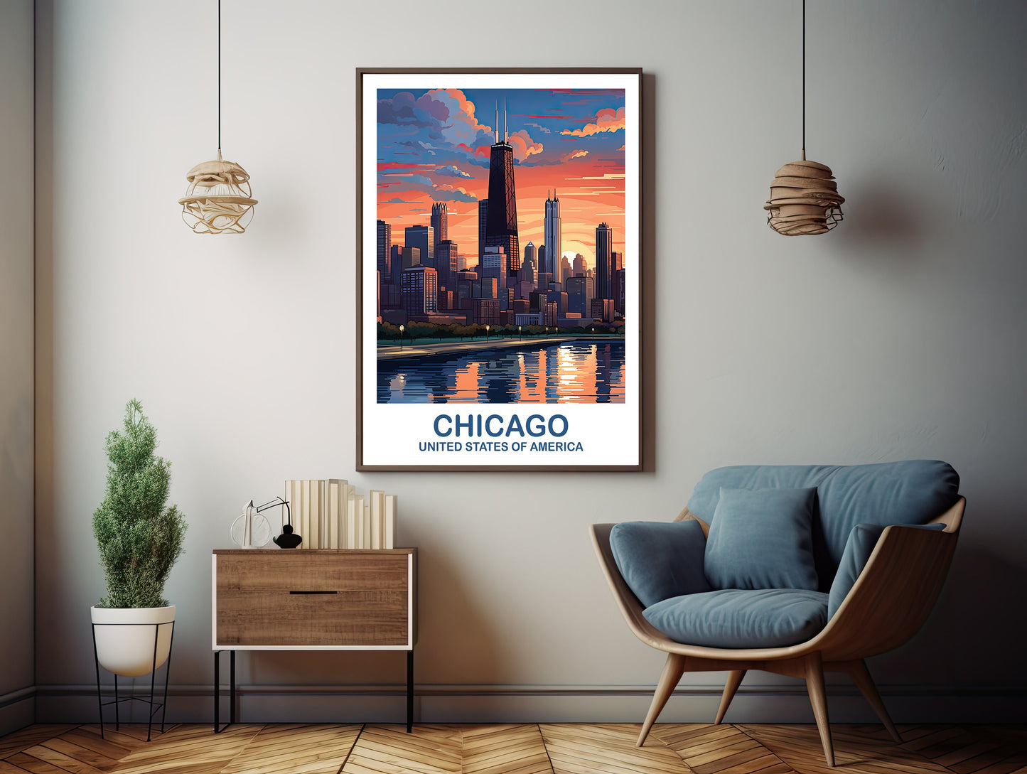 Chicago Travel Wall Art, Illinois Travel Wall Art, City Skyline Wall Art, USA Travel Art, Chicago Travel Poster, Travel Art | T2NA_ILCH2