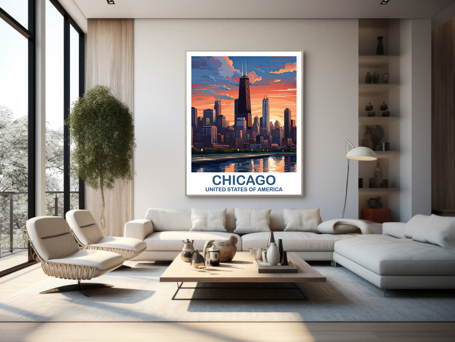 Chicago Travel Wall Art, Illinois Travel Wall Art, City Skyline Wall Art, USA Travel Art, Chicago Travel Poster, Travel Art | T2NA_ILCH2