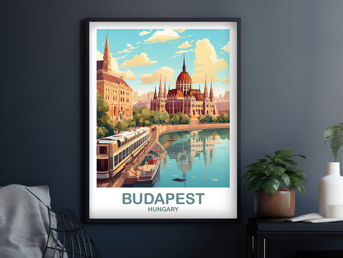 Budapest Travel Wall Art, Hungary Travel Art, Budapest Wall Art Poster, Hungary Travel Art Poster, City Skyline Sunset Wall Art | T2EU_HUBU1