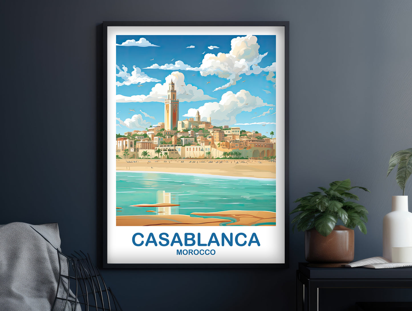 Casablanca Travel Wall Art, Morocco Skyline, City Skyline Wall Art, Travel Wall Art, Africa Travel Art Casablanca Morocco Art | T2AF_MOCA1
