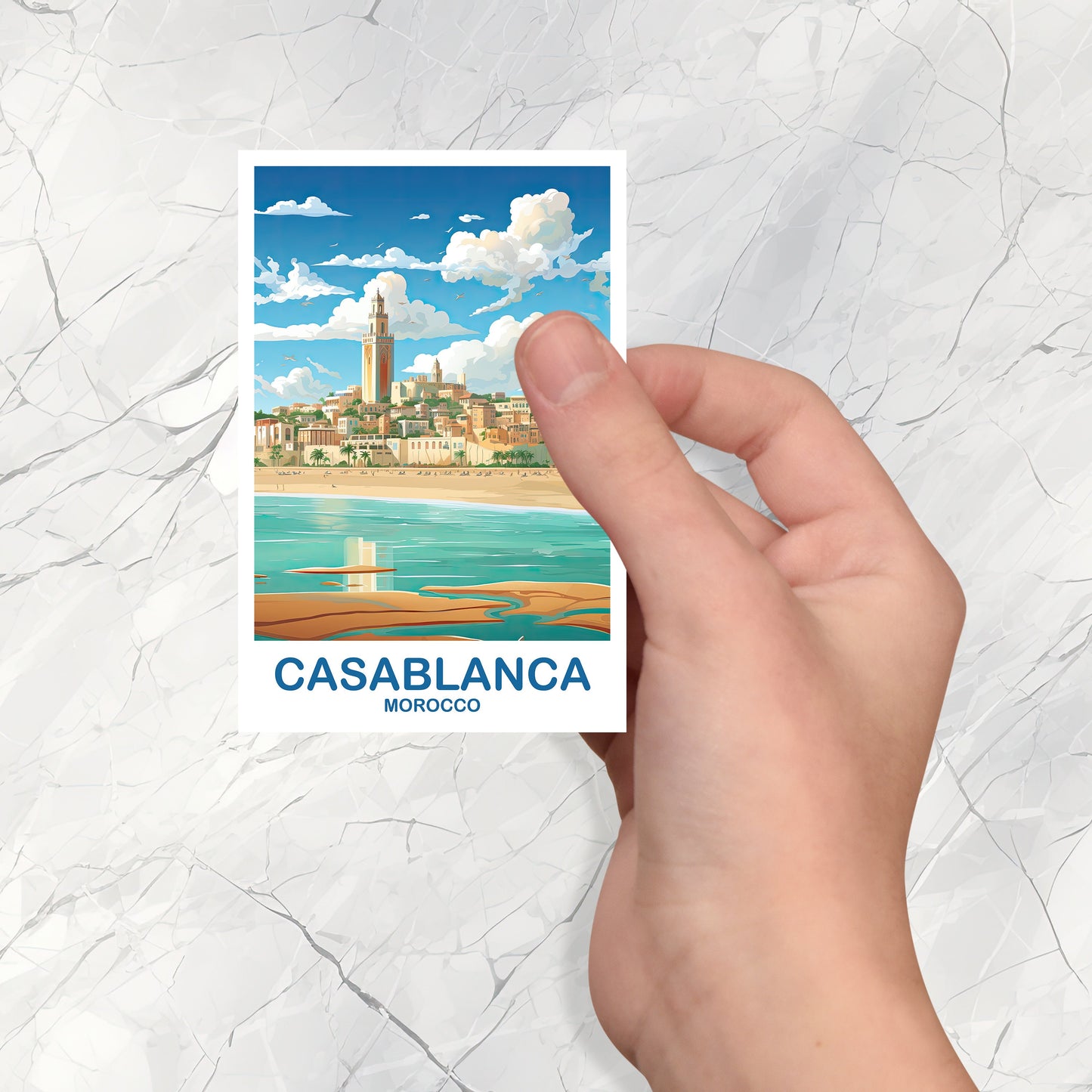 Casablanca Travel Sticker Art, Morocco Sticker, City Skyline Wall Art, Travel Sticker Art, Africa Travel Art Casablanca Art | T2AF_MOCA1_S