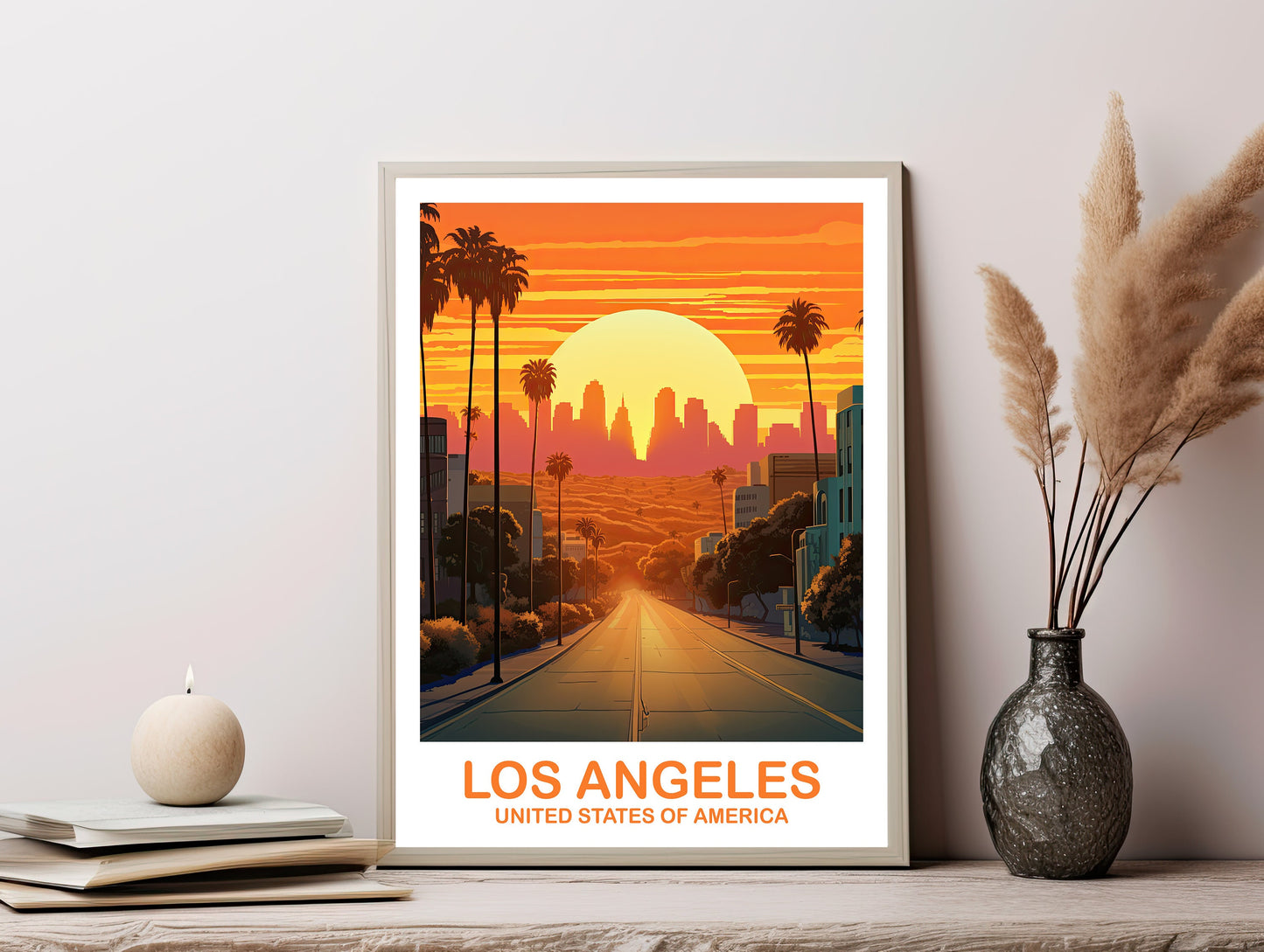 Los Angeles Travel Print, Printable California Travel Wall Art, Los Angeles Art, City Skyline Wall Art, California Wall Art | DT2NA_CALA1