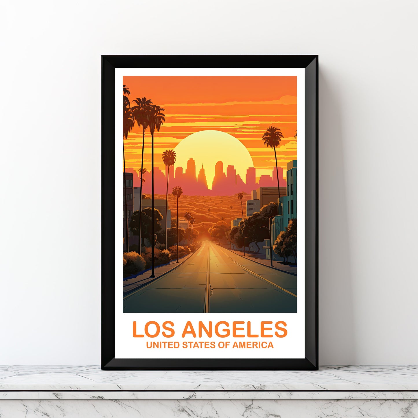 Los Angeles Travel Print, Printable California Travel Wall Art, Los Angeles Art, City Skyline Wall Art, California Wall Art | DT2NA_CALA1