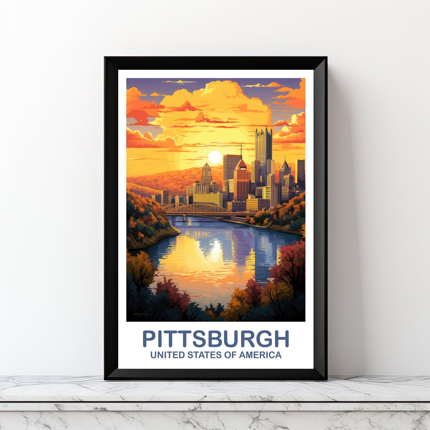 Pittsburgh Digital Travel Art,  Printable Pittsburgh Wall Art, Pennsylvania Wall Art, Pittsburgh Pennsylvania, Travel Wall Art | DT2NA_PEPI1