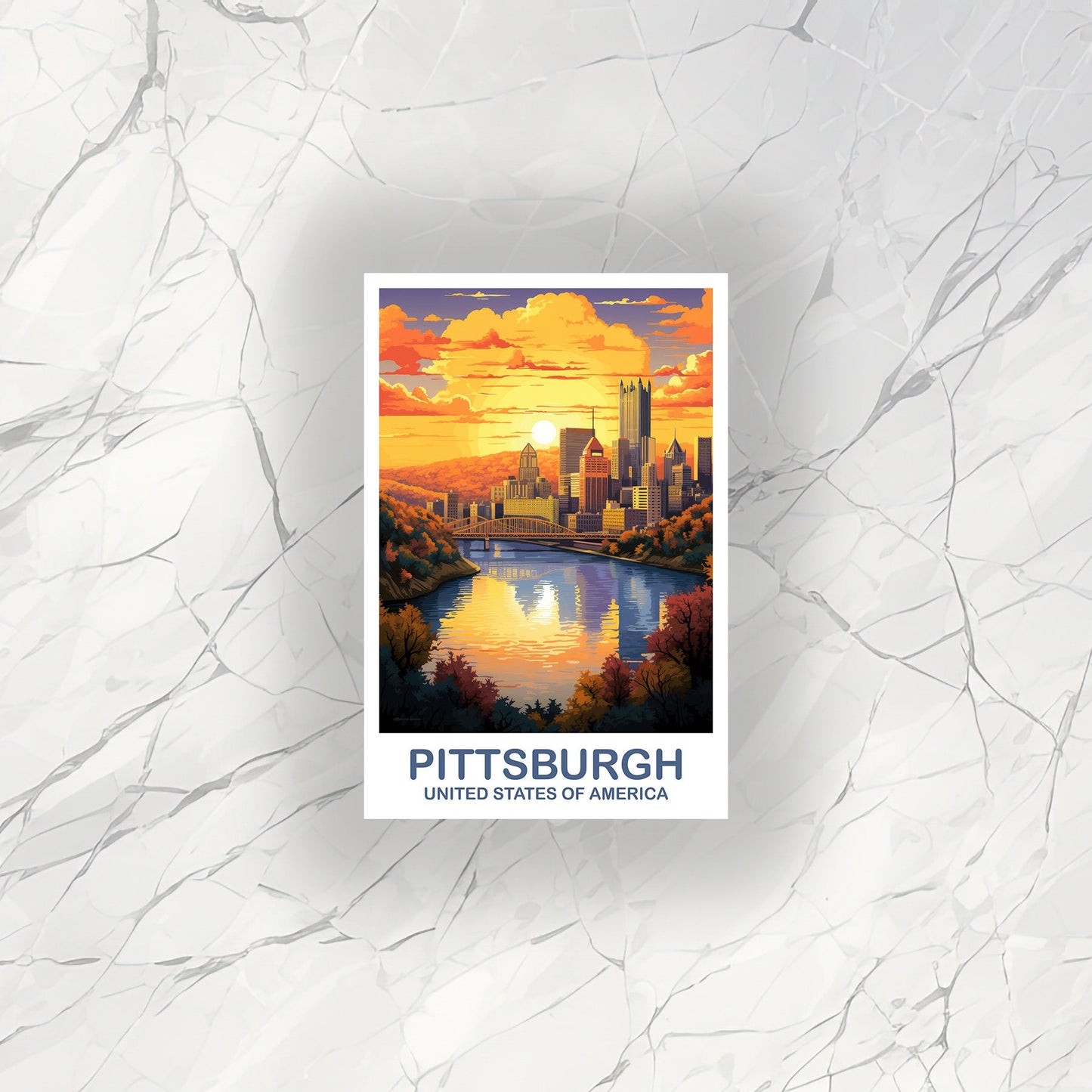 Pittsburgh Travel Sticker Art, Pittsburgh Sticker, Pittsburgh Pennsylvania Travel Sticker, Travel Sticker | T2NA_PEPI1_S