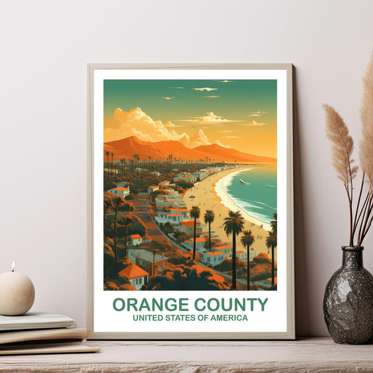 Orange County Travel Print, California Travel Wall Art, Los Angeles Wall Art Poster, City Skyline Wall Art, California Wall Art | T2NA_CAOC1