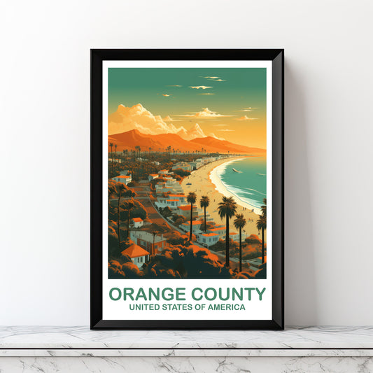 Orange Country Travel Print, Printable California Travel Wall Art, Los Angeles Art, City Skyline Wall Art, California Wall Art | DT2NA_CAOC1