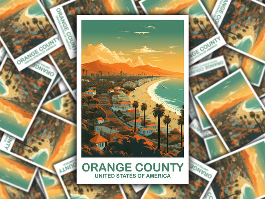 Orange County Travel Sticker, California Travel Sticker, Los Angeles, City Skyline Art, California Sticker, Travel Sticker | T2NA_CAOC1_S
