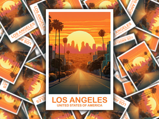 Los Angeles Travel Sticker, California Travel Sticker, Los Angeles, City Skyline Art, California Sticker, Travel Sticker | T2NA_CALA1_S