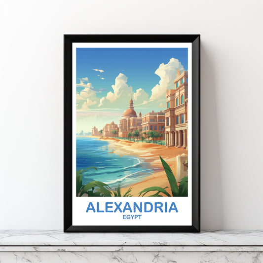 Alexandria Travel Wall Art, Egypt Skyline, Digital Alexandria Egypt Wall Art, Alexandria Travel, Africa Travel Art, Travel Art | DT2AF_EGAL1