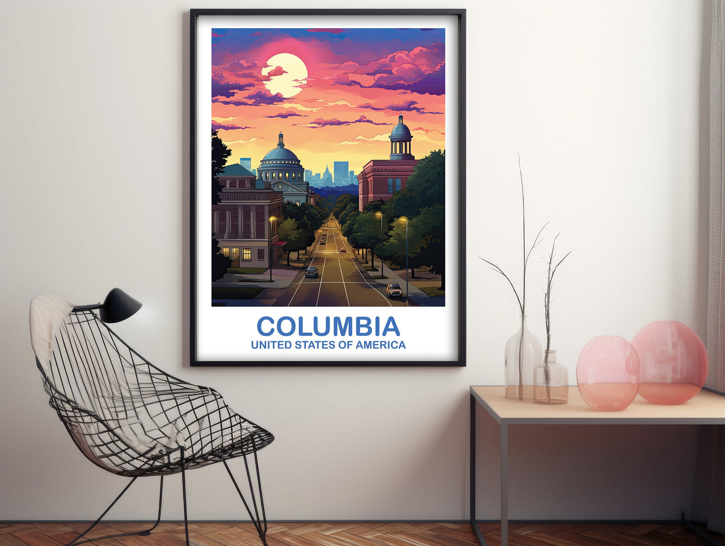 Columbia Travel Art Poster, Columbia Wall Art, South Carolina Wall Art, Columbia South Carolina Poster, Travel Wall Art | T2NA_SAC01