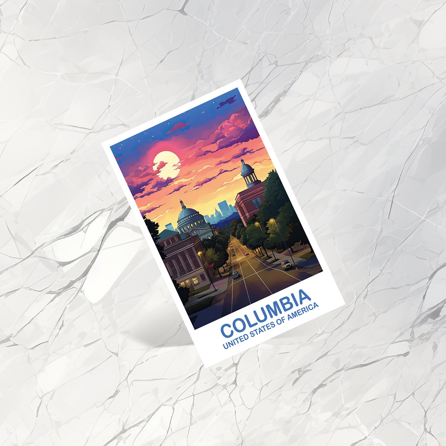 Columbia Travel Postcard Art, Columbia Postcard, South Carolina Postcard, Columbia South Carolina Postcard, Travel Postcard | T2NA_SAC01_P