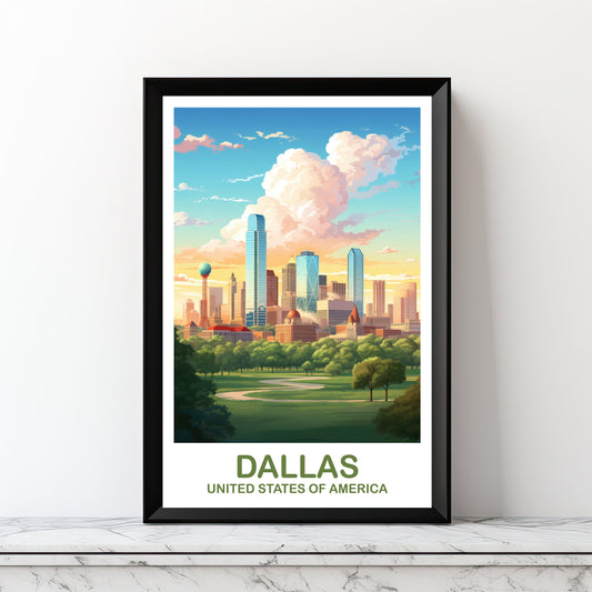 Dallas Texas Travel Print, Dallas Wall Art, Texas Wall Art, Printable Dallas Texas Poster, Digital Travel Wall Art | DT2NA_TEDA1