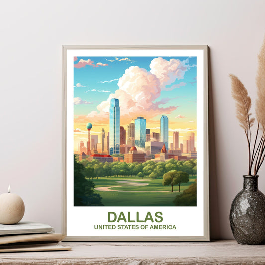 Dallas Texas Travel Poster, Dallas Wall Art, Texas Wall Art, Dallas Texas Poster, Travel Wall Art | T2NA_TEDA1