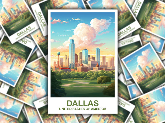 Dallas Texas Travel Sticker, Dallas Sticker Art, Texas Wall Art, Dallas Texas Sticker, Travel Sticker Art, Suitcase Sticker | T2NA_TEDA1_S