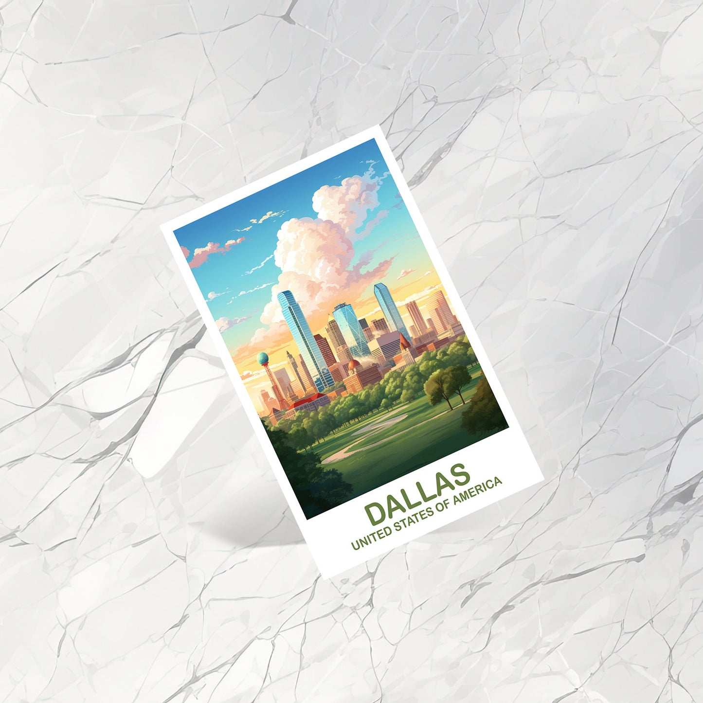 Dallas Texas Travel Postcard, Dallas Postcard Art, Texas Postcard Art, Dallas Texas Postcard, Travel Postcard, USA Postcard | T2NA_TEDA1_P