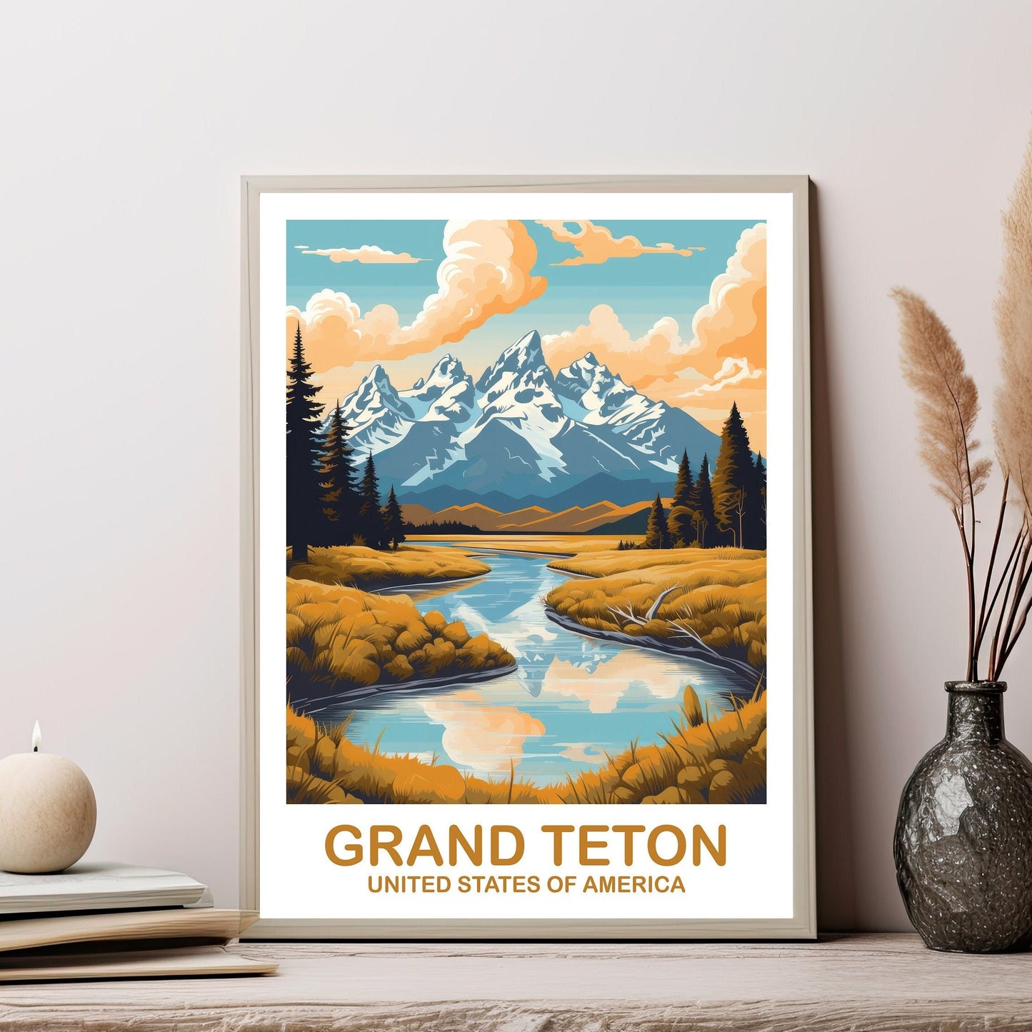 Grand Teton Travel Print, Wyoming Travel Wall Art, National Park Poster, Grand Teton National Park Travel Art, Travel Print | T2NA_WYGT1
