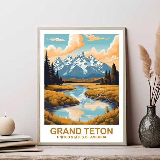 Grand Teton Travel Print, Wyoming Travel Wall Art, National Park Poster, Grand Teton National Park Travel Art, Travel Print | T2NA_WYGT1