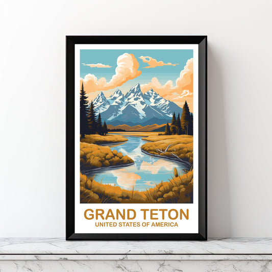 Grand Teton National Park Travel Print, Travel Wall Art, National Park Wall Art, Printable Grand Teton National Park Art | DT2NA_WYGT1
