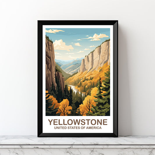 Yellowstone National Park Travel Print, Travel Wall Art, National Park Wall Art, Printable Yellowstone National Park Art | DT2NA_WYYNP1