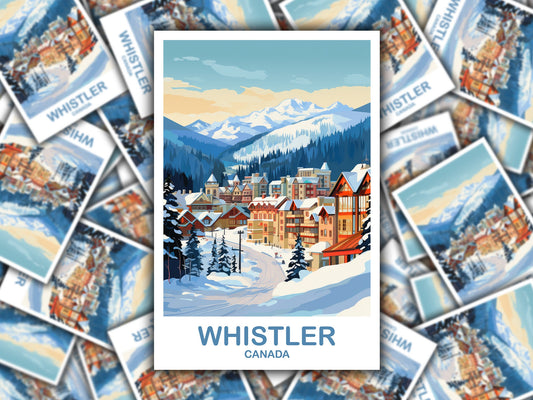 Whistler BC Travel Sticker, British Columbia Sticker, Whistler Travel Sticker, Travel Sticker Art, Whistler Travel Sticker | T2NA_BCWH1_S
