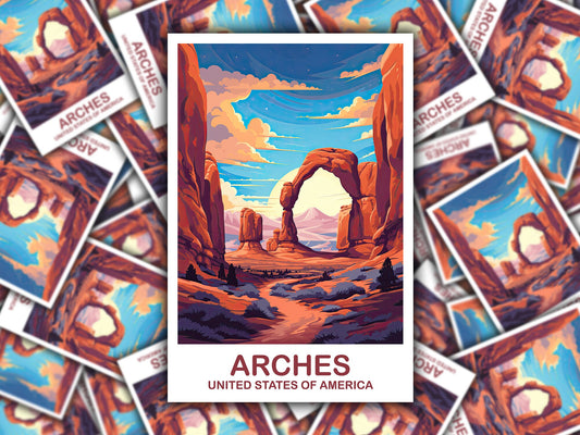 Arches National Park Travel Sticker, Travel Sticker, National Park Sticker, Arches National Park Travel Art | T2NA_UTANP1_S