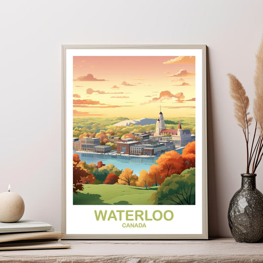 Waterloo Ontario Travel Poster  Wall Print, Ontario Travel Poster Art, Waterloo Wall Art Poster, City Skyline Wall Art | T2NA_ONWA1
