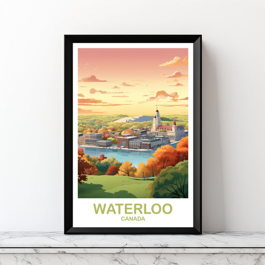 Waterloo Travel Wall Print, Ontario Travel Poster Art, Digital Waterloo Wall Art Poster, Skyline Wall Art, Travel Wall Art | DT2NA_ONWA1