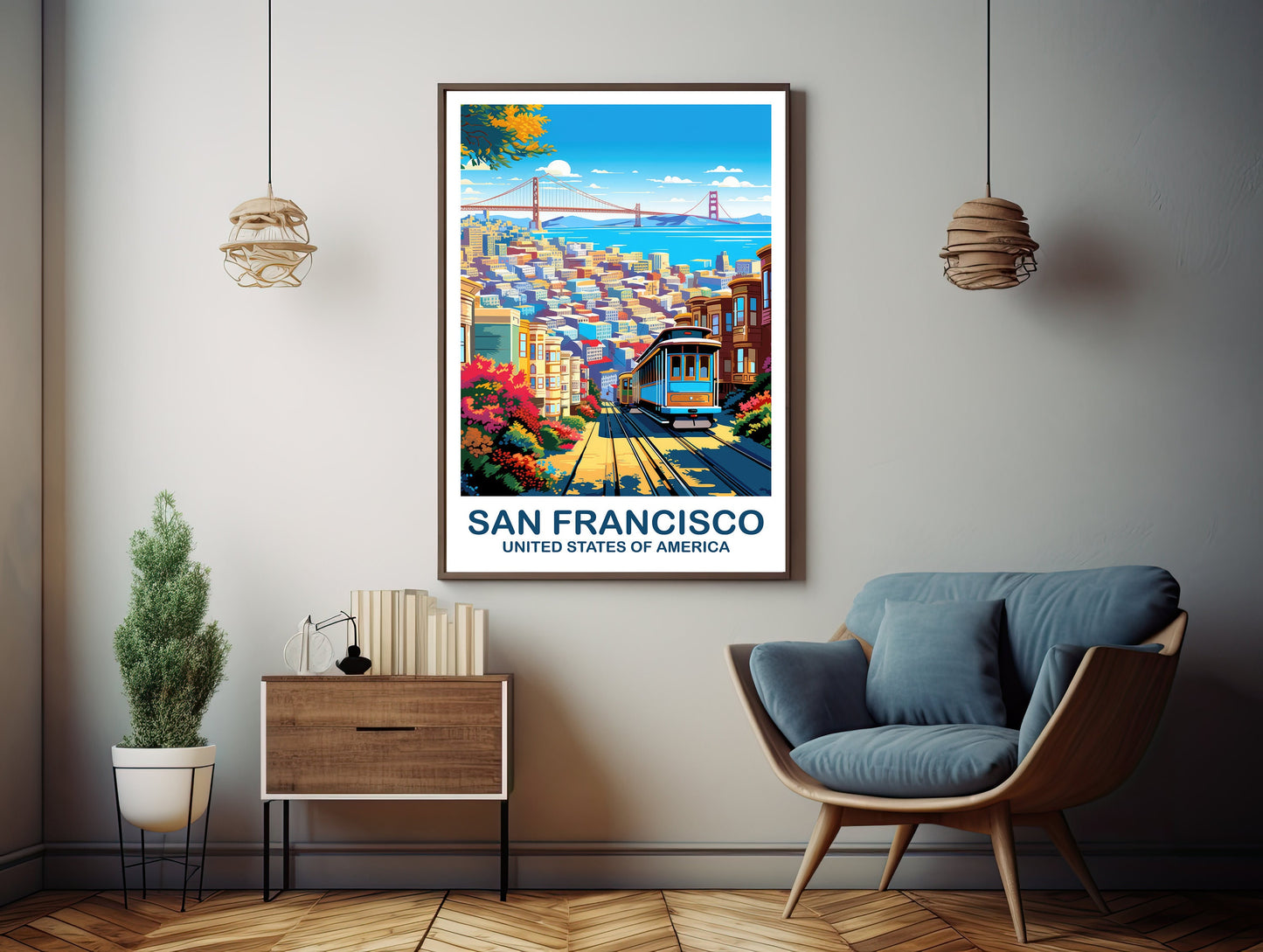 San Francisco Travel Print, California Travel Wall Art, Digital San Francisco Wall Art, City Skyline, California Wall Art | DT2NA_CASF1