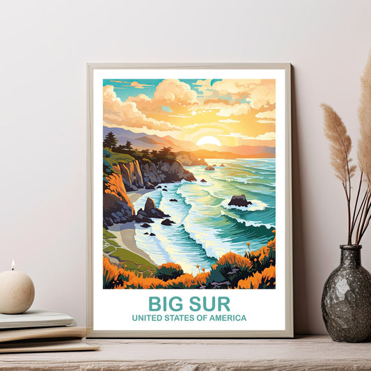 Big Sur Travel Print, California Travel Wall Art, Big Sur Wall Art, City Skyline Wall Art, California Wall Art | T2NA_CABS1