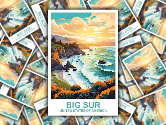 Big Sur Travel Sticker, California Travel Sticker Art, Big Sur Sticker Art, City Skyline Wall Art, California Sticker Art | T2NA_CABS1_S