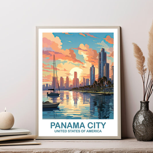 Panama City Travel Print, Panama City Travel Wall Art, Florida Wall Art Poster, City Skyline Wall Art, Florida Wall Art, Travel | T2NA_FLCP1