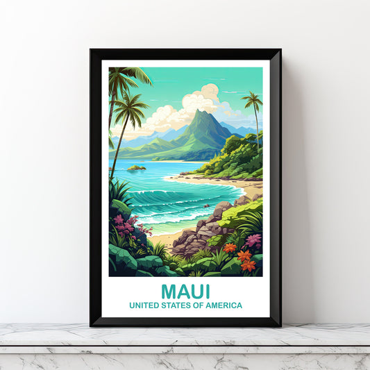 Maui Travel Wall Art, Maui Travel Wall Art, Digital Maui Travel Art, USA Travel Wall Art, Printable Hawaii Travel Art | DT2NA_HAMA1